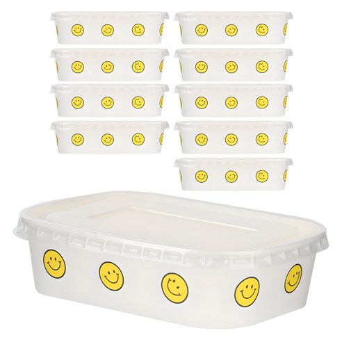 이와이엔스토리 스마일 테이크아웃 사각용기 580ml + 뚜껑 세트, 2개, 10개