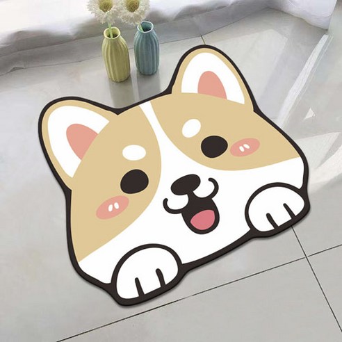 동물 프린트가 있는 욕실 거실 및 현관용 매트입니다., yelowe doog, 1개