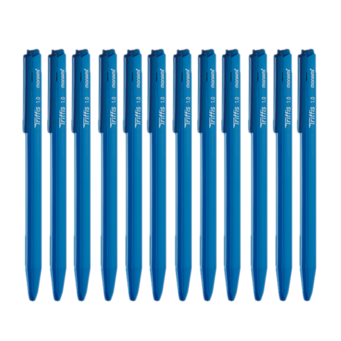 모나미 트리피스 유성볼펜 0.5 0.7 1.0mm 1타 12자루 삼각볼펜 휴대 용이, 12개, 1.0mm 블루