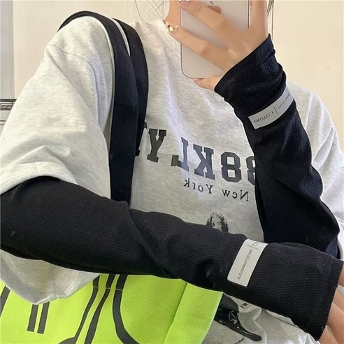 루즈핏 쿨토시 헐렁한 냉감 여름 팔토시 자외선차단 남녀공용, 1개, 블랙