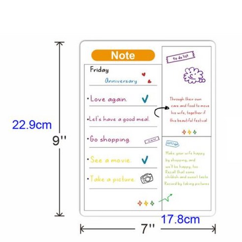 창문형에어컨 냉장고용 마그네틱 캘린더 월간 주간 플래너 테이블 드라이 지우기 화이트보드 냉장고 스티커 메시지 보드 메뉴, 3) 1Pc