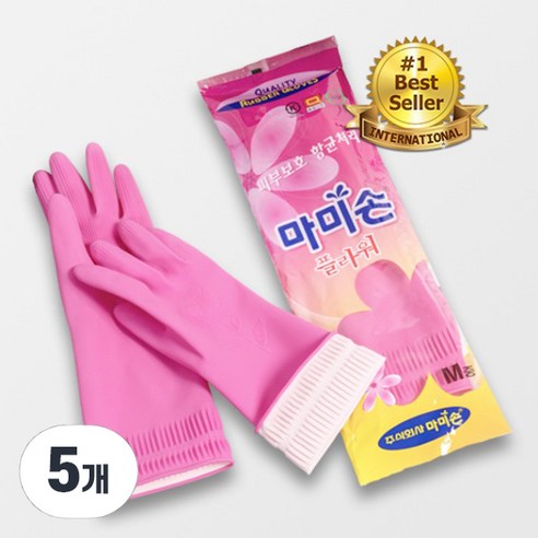 마미손 플라워 고무장갑 중(M)