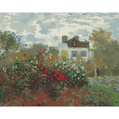 모모픽스페인팅 DIY명화그리기 40x50cm 모네 아르장퇴유 예술가 정원 물감2배