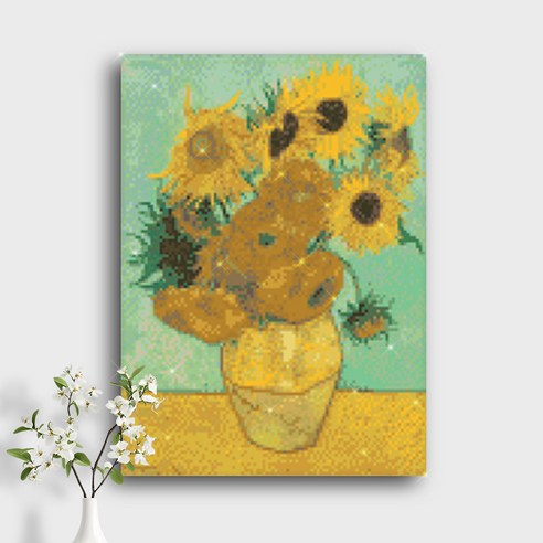 오늘의오브제 DIY 보석십자수 캔버스형 40x30cm, A1_01_고흐의 해바라기, 1개