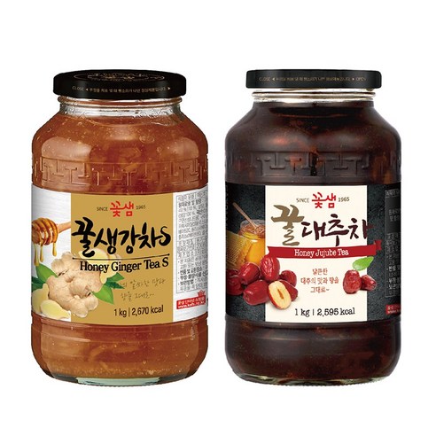꽃샘 꿀생강차S1kg + 꽃샘 꿀 대추차1kg 특별한 맛과 효능의 전통차