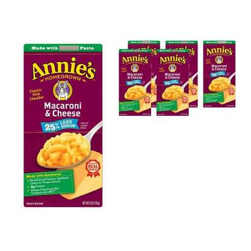 애니스 마카로니 & 치즈 클래식 마일드 체다 25% 레스 소듐, 170g, 6개