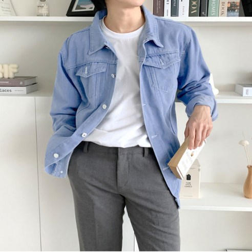 남자 간절기 데님자켓 오버핏 청자켓 아우터