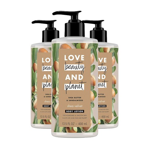 러브뷰티앤플래닛 시어 버터 & 샌달우드 벨벳 바디 로션, 400ml, 3개