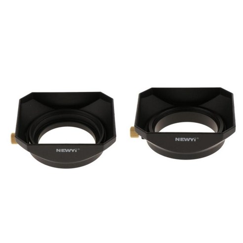나사 마운트가있는 카메라 용 2 조각 스퀘어 후드 렌즈 액세서리 46mm, 설명, 블랙, 플라스틱