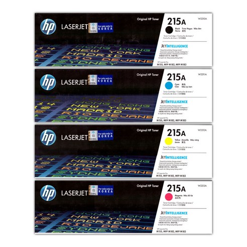HP 정품토너 215A 4색 세트 W2310A W2311A W2312A W2313A, 1세트, 검정, 파랑, 노랑, 빨강