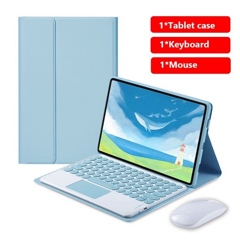 [시요] 마그네틱 키보드 케이스 샤오미 Mipad 5 키보드 및 마우스 Xiami Xaomi Xiaomi Mi Pad 5 Pro 용 연필 홀더 태블릿 케이스 포함, blue with case, 옵션1, 옵션1