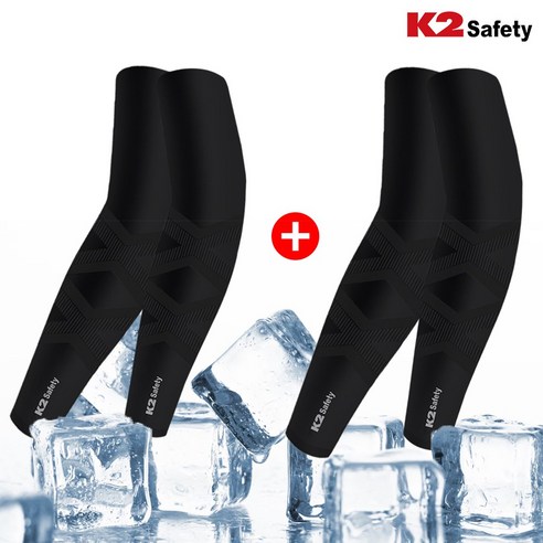 1+1 K2 safety 2x 쿨토시 자외선차단 팔토시 여름토시, 블랙, 2개