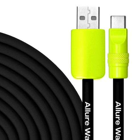얼루어웨이브 실리콘 초고속 충전 케이블 USB to C, 1개, 150cm, 블랙