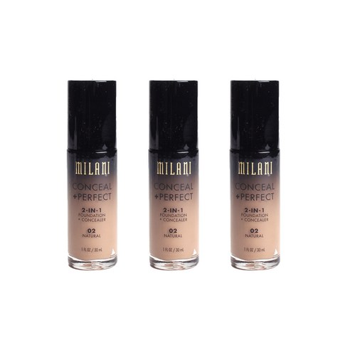 밀라니 컨실 +퍼펙트 2-in-1 파운데이션 + 컨실러 30ml, Natural, 3개