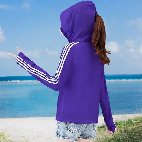 SURBORT 래쉬가드 여 숏기장 자외선차단 슬림 라이더 후드 비치점퍼입니다., 제비꽃