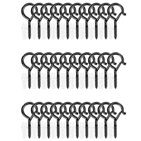 30pcs Q 후크 안전 버클 방풍 스크류 후크 교수형 식물 정원 빛 2.16 인치 블랙, 보여진 바와 같이, 하나