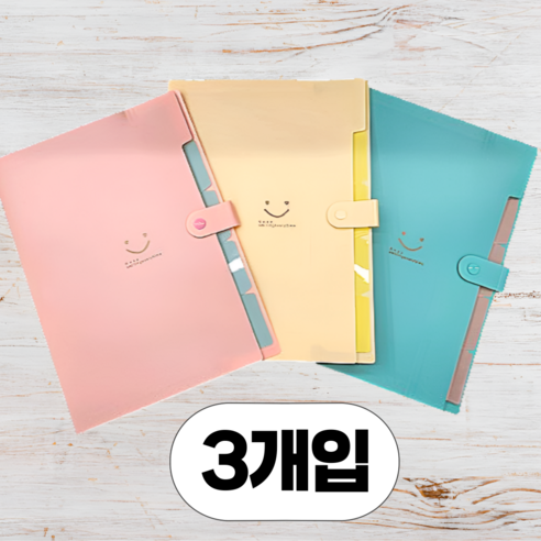 희희상점 5칸의 수납공간 아코디언 파일 도큐먼트 파일 3개입, 1세트, 모노톤