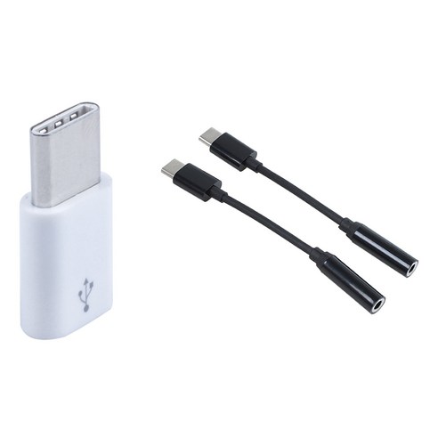 AFBEST 1Pcs USB 유형 C 3.1 남성 미니 2.0 5 핀 여성 데이터 어댑터 2Pcs ~ 3.5mm 헤드폰 잭, 화이트 & 블랙