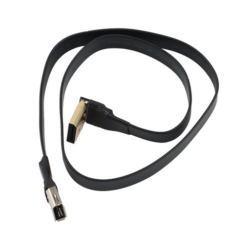 DisplayPort 리본 확장 케이블 남성 여성 플랫 EMI 차폐 FPC 케이블 DP 90도 각도 커넥터 (P3-P4), 검정, 50cm