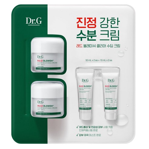 닥터지 레드 블레미쉬 클리어 수딩크림 50ml(2ea)+10ml(2ea) 시카 수분 진정, 120ml, 2세트