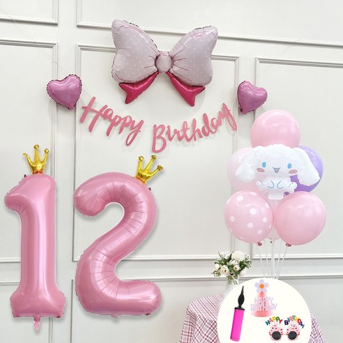 연지마켓 쿠로미 마이멜로디 키티 시나모롤 산리오 생일풍선 파티세트, 시나모롤 핑크세트12