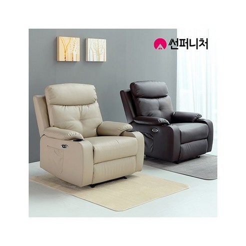 썬퍼니처 가구 1인용 전동 리클라이너 소파 7104 7108 5124 1668 1004 1005 가죽 USB 독립스프링 컵홀더 제로월 방문설치_부모님 선물, 1005에어레더+흔들 회전 거치대_블랙