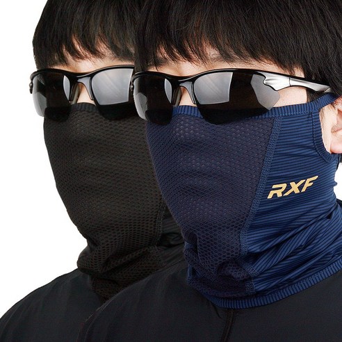 RXF MAX-7 1+1 여름 스포츠마스크 골프 등산 자전거마스크 얼굴햇빛가리개, 블랙+네이비, 2개