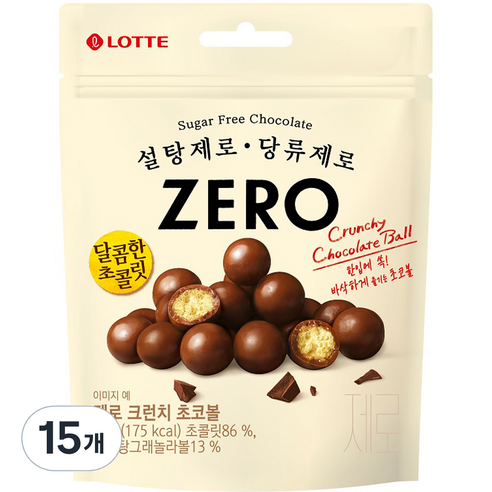 롯데제로 크런치 초코볼, 15개, 34g