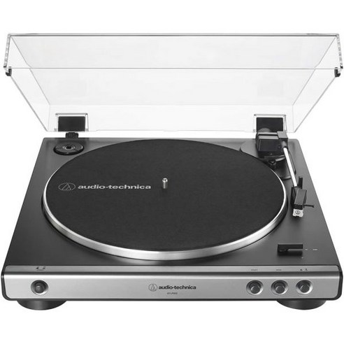 Audio-Technica AT-LP60X-BK 완전 자동 벨트 드라이브 스테레오 턴테이블 블랙 Hi-Fi 2단 먼지 커버 공명 방지 다이캐스트 알루미늄 플래터, Silver