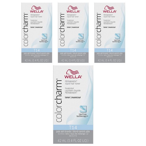 웰라 컬러참 영구 액상 헤어 토너 42ml, T14 Pale Ash Blonde, 4개