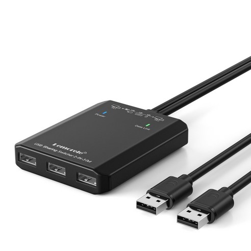 USB KVM 스위치 버튼이 없는 USB 스위치 두 대의 PC를 함께 사용 스위처 KVM 스위치 Windows10 PC 키보드 마우스 프린터 2, 검정 km스위치 Best Top5