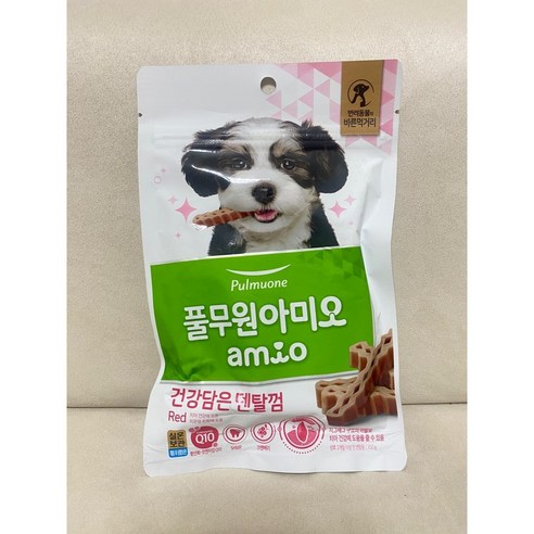 풀무원아미오 강아지 건강담은 간식 덴탈껌 레드, 100g, 1개