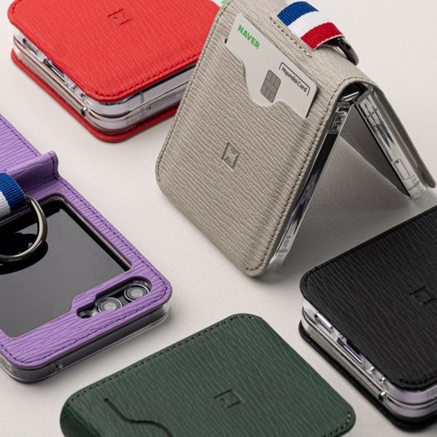 워너프무사 카드지갑 Z플립5 링홀더 케이스+카메라보호필름