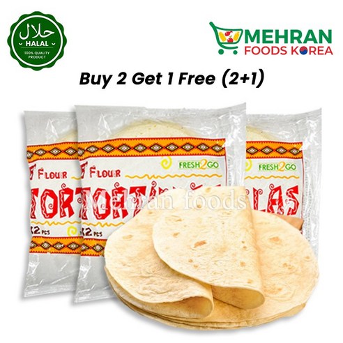 'Fresh2Go Tortillas (Roti) 8 inch (12pcs) (2+1) 1728g 또띠아 8인치, 1.728kg ...