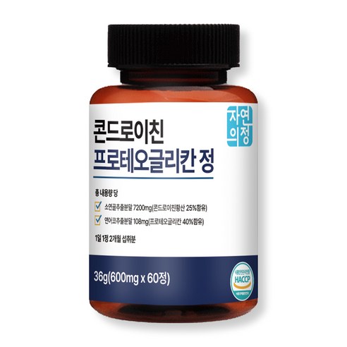 자연의정 콘드로이친 소연골 프로테오글리칸 글루코사민 정 600mg 60정, 1개