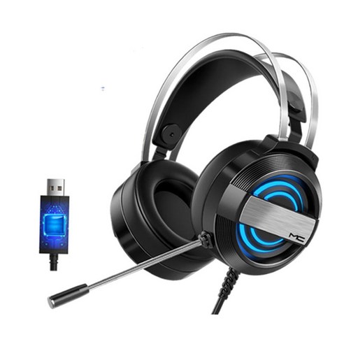 유선 게임용 헤드셋 ps5 ps4 용 rgb 조명 조명 소음 차단 오버 이어 헤드폰, 200x110x220mm., ABS 금속, 검은 색
