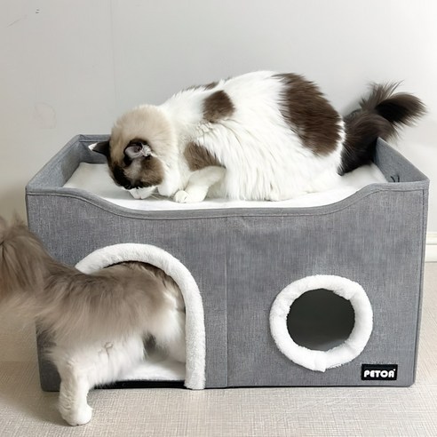 고양이를 위한 편안함과 따뜻함이 담긴 PETCA 고양이 하우스 2층 숨숨집 플러스