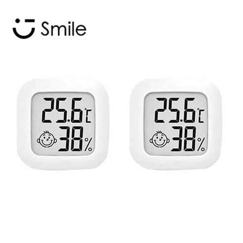 Smile 온 습도계 디지털 온습도계 미니습도계 차량용온도계, 흰색, 2개