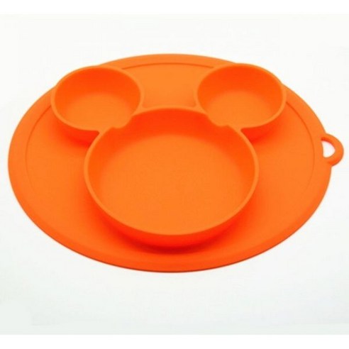 트립트랩트레이 받침 걸이 어린이 실리콘 그릇 빨판 접시 아기 미끄럼 방지 식사 플랫폼 식기 음식, Orange