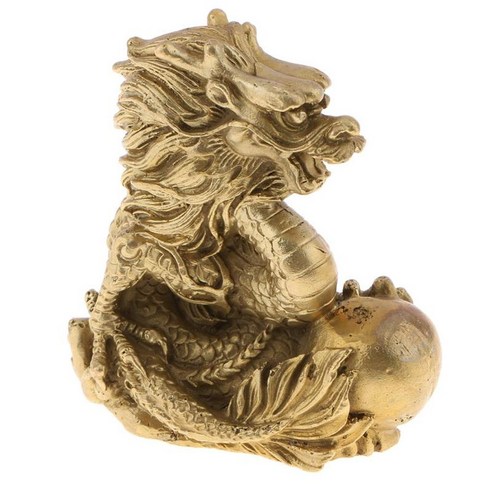 중국어 조디악 동물 인형 동상 순수 황동 12 Shengxiao 조각 새해 선물, 드래곤, 구리