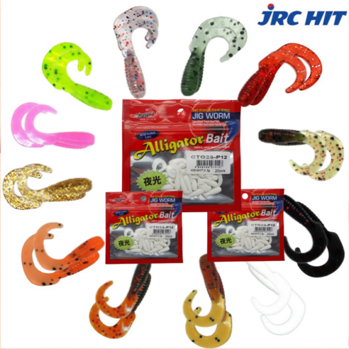 JRC-HIT엘리게이터 1인치그럽웜 벌크/60pcs-CTG25/산천어 송어 볼락 평창 홍천강축제, 60개
