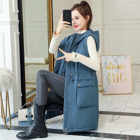 특별 프로모션 가을 겨울 대형 길이 자켓 조끼 한국어 스타일 슬림 조끼 여성 패션