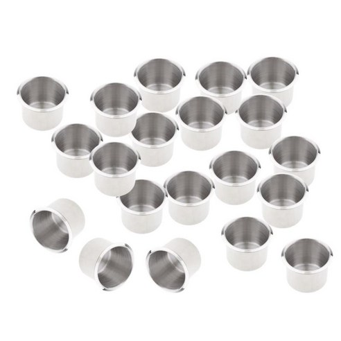 20x 스테인레스 스틸 Recessed 컵 음료 홀더 해양 보트 RV 캠핑카 68mm, 68x55mm, 실버