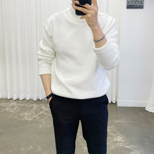아도르클래식 반목폴라 터틀넥 9컬러 울 겨울 긴팔 라운드 긴팔 니트