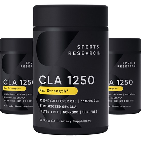 스포츠리서치 맥스 포텐시 95% CLA 1250mg 소프트젤, 90정, 3개