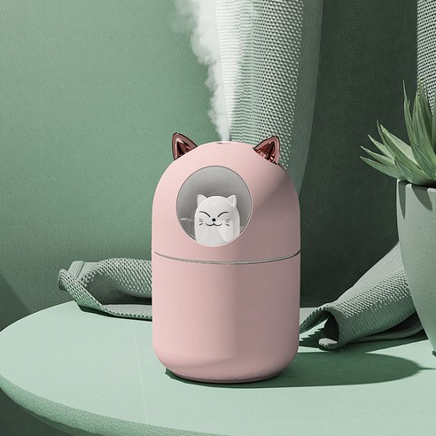 고양이 usb 미니 가습기 가정용 침실 정음 소형 데스크톱 창의 선물, 핑크 배터리