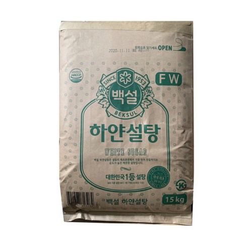 백설 하얀설탕 15kg 백설탕 정백당, 6개