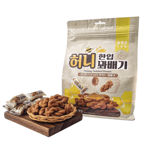 허니 한입 꽈배기 대용량 개별포장 전통 과자 520g – 1개 
과자/초콜릿/시리얼