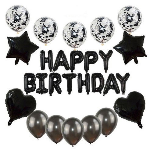 GAM 이벤트 파티 풍선 세트 생일파티 파티용품 생일파티세트 생일풍선 생일파티용품, 샤인블링-메탈블랙