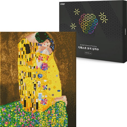 디패스트 보석십자수 DIY 40X50cm 구슬 비즈 공예 액자형 캔버스형 집들이선물 세트, 1세트, DF-810 클림트 키스